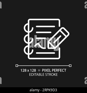 2D customizable thin linear white report icon Stock Vector