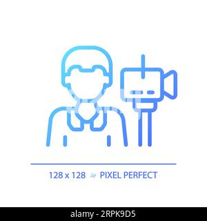 2D thin linear gradient cameraman icon Stock Vector