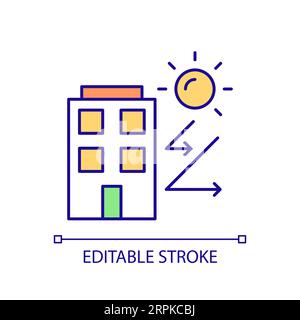 2D thin line colorful building envelope icon Stock Vector