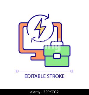 2D thin line colorful energy efficiency icon Stock Vector