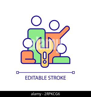 2D thin line colorful maintenance icon Stock Vector