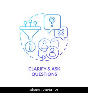 Clarify and ask questions blue gradient concept icon Stock Vector