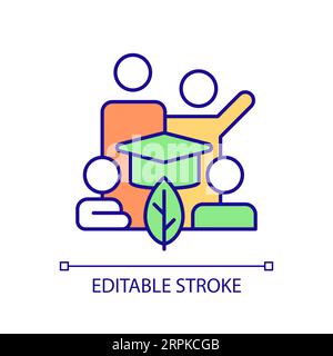 2D thin line colorful complex implementation icon Stock Vector