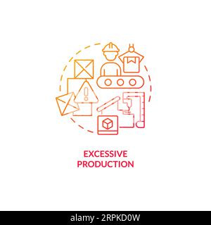 2D gradient excessive production line icon concept Stock Vector