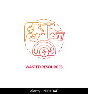 2D gradient wasted resources line icon concept Stock Vector
