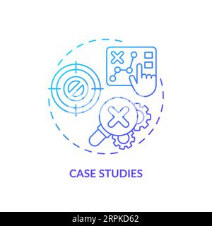 Case studies blue gradient concept icon Stock Vector