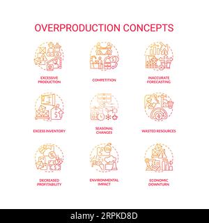 Gradient icons for overproduction concepts Stock Vector