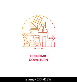 2D gradient economic downturn line icon concept Stock Vector