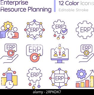 Multicolor icon set of enterprise resource planning Stock Vector