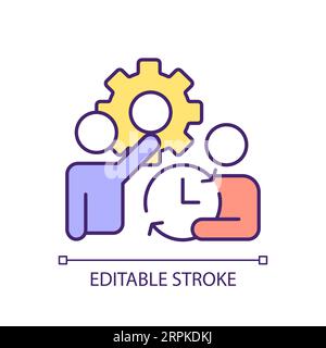 2D thin line colorful time consuming tasks icon Stock Vector