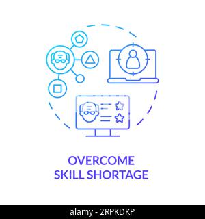 2D gradient overcome skill shortage thin line concept Stock Vector