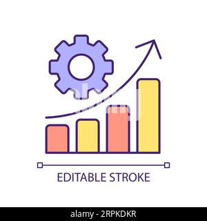 2D thin line colorful workflow automation icon Stock Vector