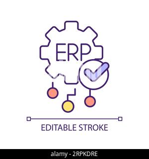 2D thin line multiple data sets colorful time icon Stock Vector