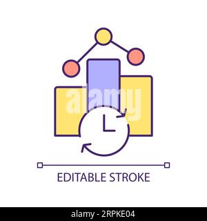 2D thin line colorful real-time reporting tasks icon Stock Vector