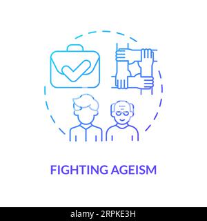 2D gradient fighting ageism thin line concept Stock Vector