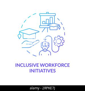2D inclusive workforce initiatives thin line concept Stock Vector