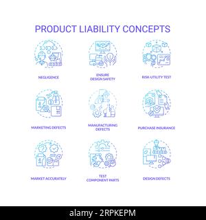 Gradient icons representing product liability concepts Stock Vector