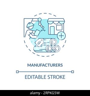2D customizable manufacturers blue icon concept Stock Vector
