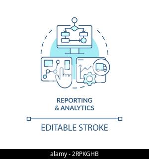 2D reporting and analytics blue icon concept Stock Vector