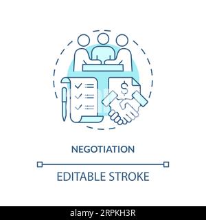 2D customizable negotiation blue icon concept Stock Vector
