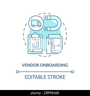 2D customizable vendor onboarding blue icon concept Stock Vector
