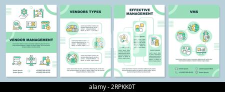 Brochure with vendor management thin line icons Stock Vector