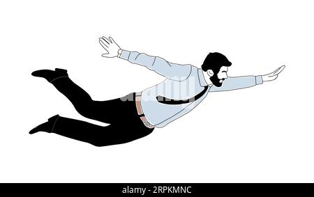 Businessman flying, floating, jumping in the air. Stock Vector