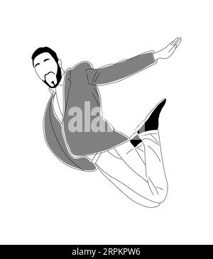 Businessman flying, floating, jumping in the air.  Stock Vector