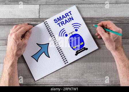 Smart train concept drawn on a notepad Stock Photo