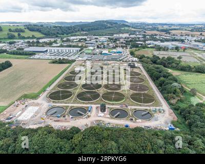 Drone image of Sewage treatment works at Hereford England Stock Photo ...