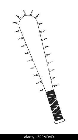 Barbed nails on baseball bat flat monochrome isolated vector object Stock Vector