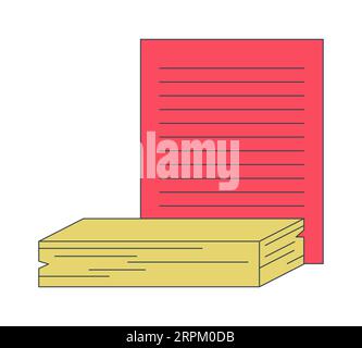 Pile of paper flat line color isolated vector object Stock Vector