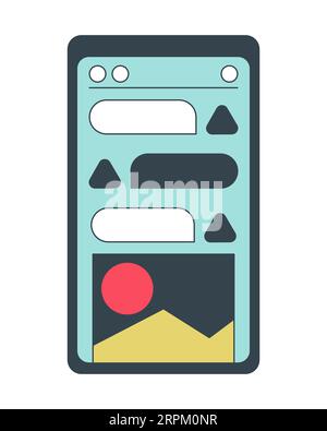 Smartphone flat line color isolated vector object Stock Vector