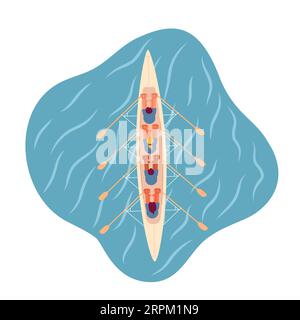Kayaking team sport flat concept vector spot illustration Stock Vector