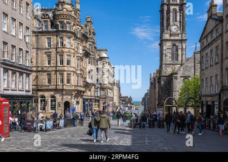 Edinburgh, Scotland, UK - May 11, 2023 - High Street in the Royal Mile, historic city center. Stock Photo