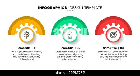 Infographic template with icons and 3 options or steps. Gears. Can be used for workflow layout, diagram, banner, webdesign. Vector illustration Stock Vector