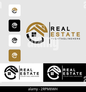 Creative Real Estate Logo Design Building, Home, Architect, House, Construction, Property Real Estate Brand Identity Template with Real Estate Icon De Stock Vector