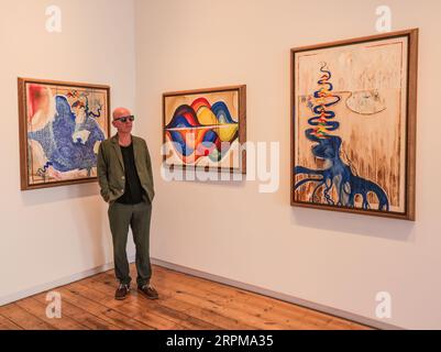 London, UK. 05th Sep, 2023. A series of new large-scale paintings co-created by Stanley Donwood (Pictured) and Thom Yorke will be presented by TIN MAN ART in a two-part exhibition at Cromwell Place, Credit: Paul Quezada-Neiman/Alamy Live News Stock Photo
