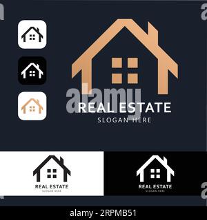 Luxury Real Estate Logo Design Building, Home, Architect, House, Construction, Property Real Estate Brand Identity Template with Real Estate Icon Desi Stock Vector