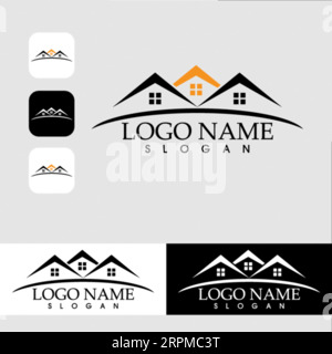 Real Estate Logo Design Building, Home, Architect, House, Construction, Property Real Estate Brand Identity Template with Real Estate Icon Design Vol Stock Vector