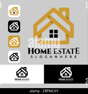 Real Estate Logo Design Building, Home, Architect, House, Construction, Property Real Estate Brand Identity Template with Real Estate Icon Design Vol Stock Vector