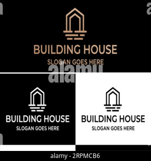 Luxury Real Estate Logo Design Building, Home, Architect, House, Construction, Property Real Estate Brand Identity Template with Real Estate Icon Desi Stock Vector