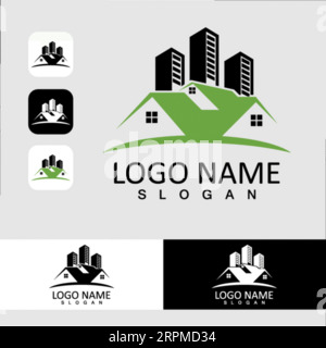 Real Estate Logo Design Building, Home, Architect, House, Construction, Property Real Estate Brand Identity Template with Real Estate Icon Design Vol Stock Vector