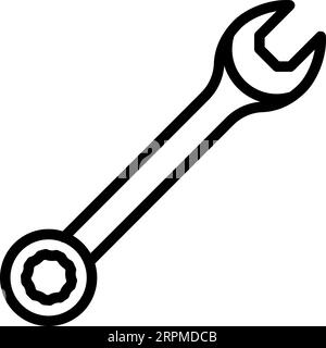 Line wrench icon as an editable outline for web design Stock Vector