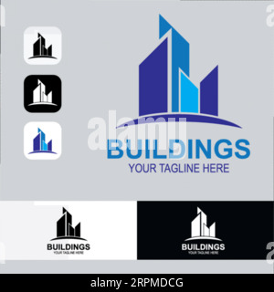 Real Estate Logo Design Building, Home, Architect, House, Construction, Property Real Estate Brand Identity Template with Real Estate Icon Design Vol Stock Vector