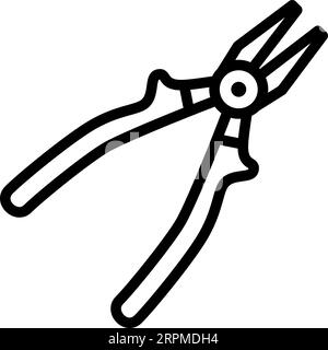 Line pliers icon as an editable outline for web design Stock Vector