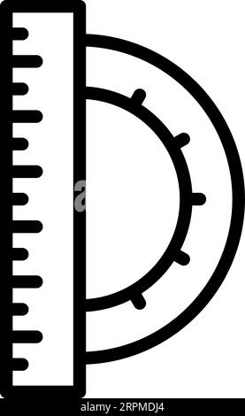 Line protractor icon as an editable outline for web design Stock Vector