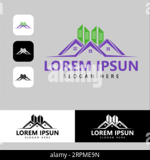 Real Estate Logo Design Building, Home, Architect, House, Construction, Property Real Estate Brand Identity Template with Real Estate Icon Design Vol Stock Vector