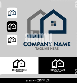 Real Estate Logo Design Building, Home, Architect, House, Construction, Property Real Estate Brand Identity Template with Real Estate Icon Design Vol Stock Vector