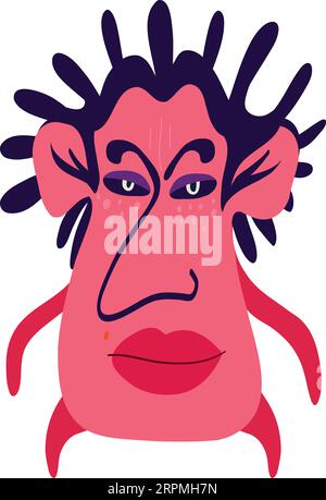 fat demon with a cute face. Modern comic cartoon illustration for Halloween holiday Stock Vector